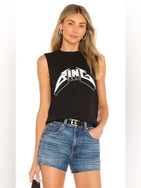 Anine Bing Lennon Tee Bing muscle graphic Shirt black top size Small